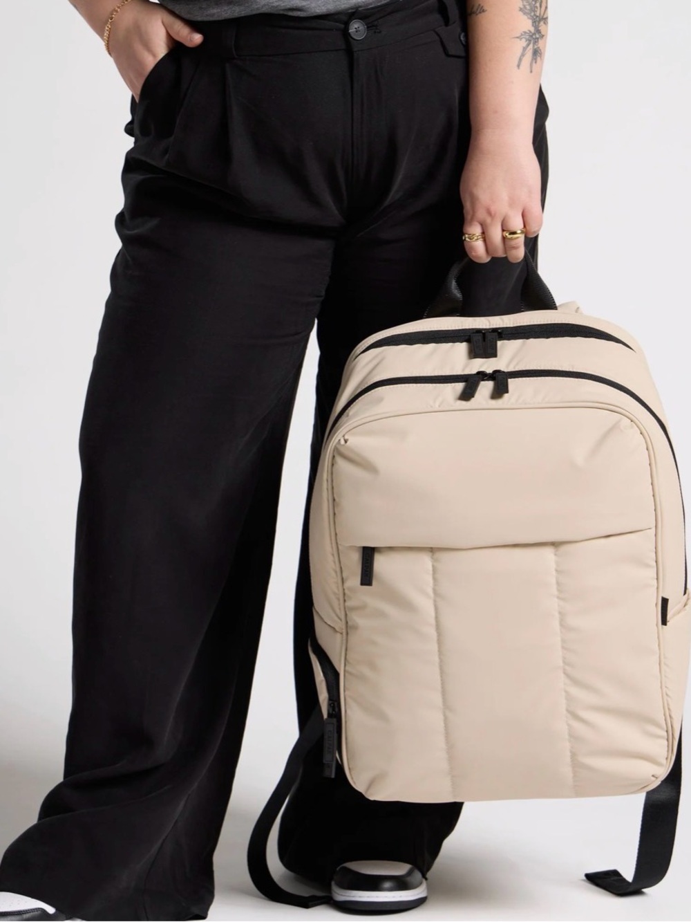 NWT Calpak Luka 17 inch Laptop Backpack in Oatmeal - Picture 2 of 4